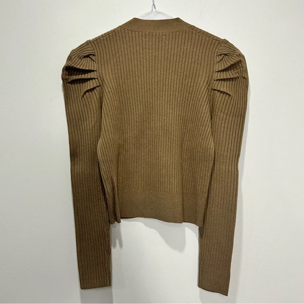 OAK + FORT Lead Gray Puffy Shoulder Cardigan in Women’s Size Small - Picture 3 of 6